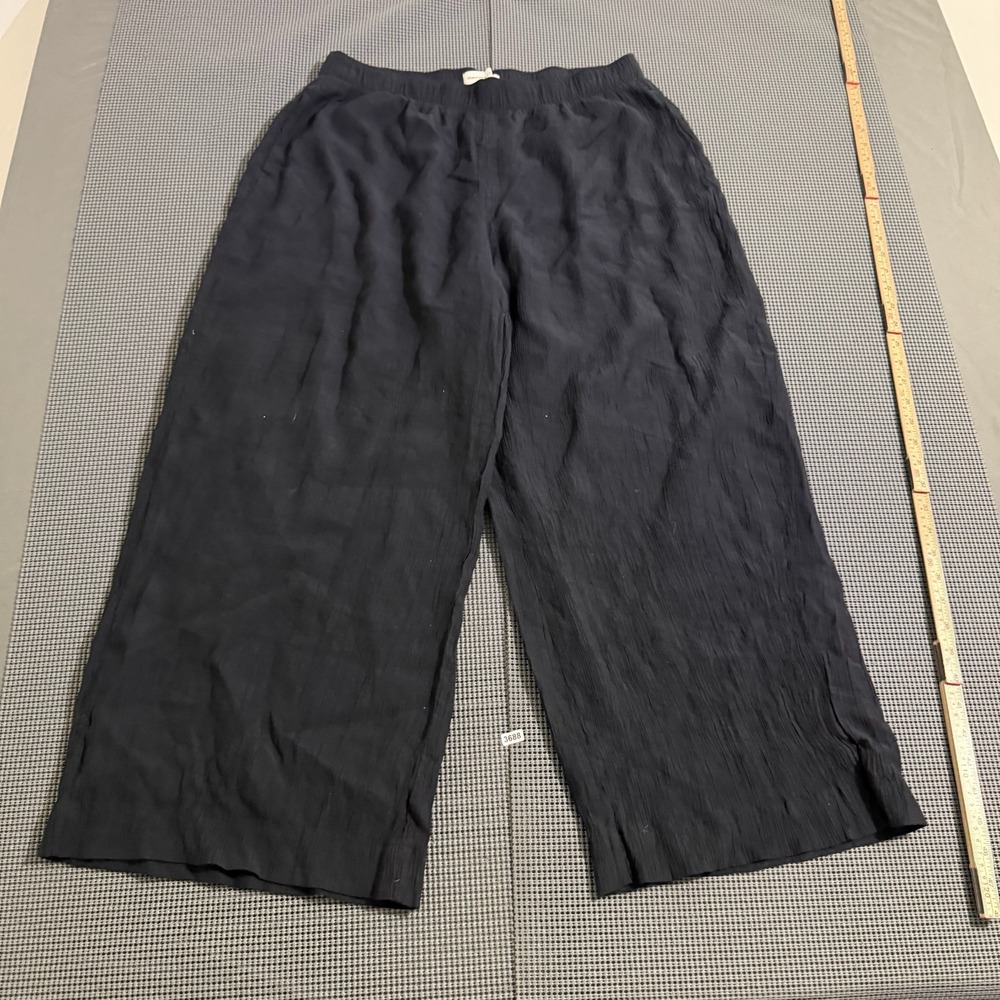 Abercrombie & Fitch Womens Navy Crinkle Wide Leg Pants Large Short